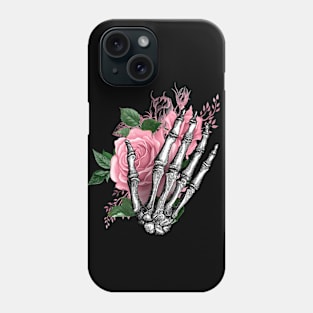 Skull and Pink Roses skull art design Phone Case