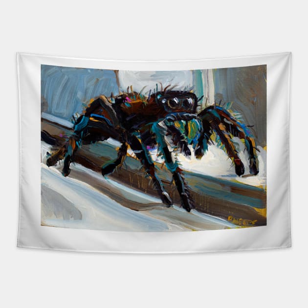 Psychedelic Jumping Spider by Robert Phelps Tapestry by RobertPhelpsArt