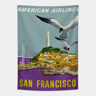 San Francisco - American Airlines - Vintage Travel Tapestry