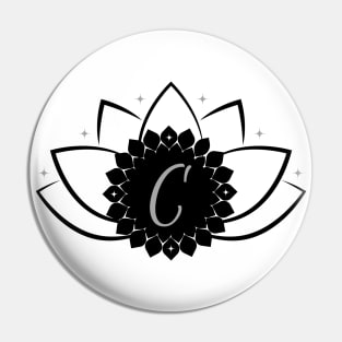 C - Lotus Flower Monogram Pin