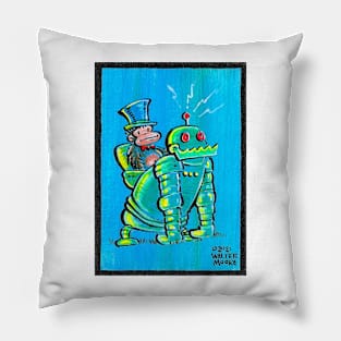 Inventor Ape and Robot 032 Pillow