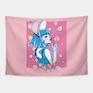 Bunny Girl with Bubbles Tapestry