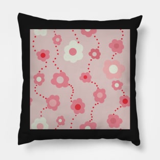 Pink Vintage Daisy Repeat Pattern Pillow