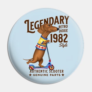 Dachshund Legendary Retro Scooter Pin