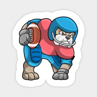 Bulldog at Sports with Football & Helmet Magnet