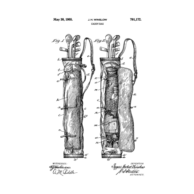 PATENT DRAWING / 1905 - Caddy Bag - black by Daniel Coulmann