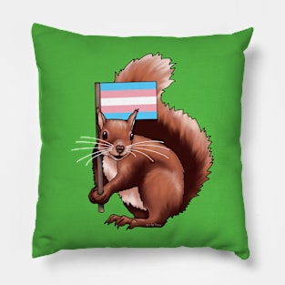 Squirrel with a Trans Flag Pillow