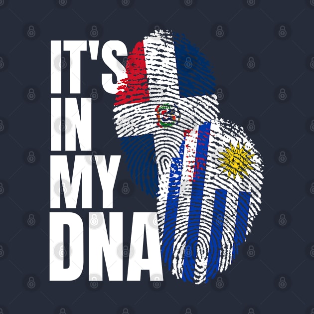 Uruguayan And Dominican Mix DNA Flag Heritage Gift by Just Rep It!!