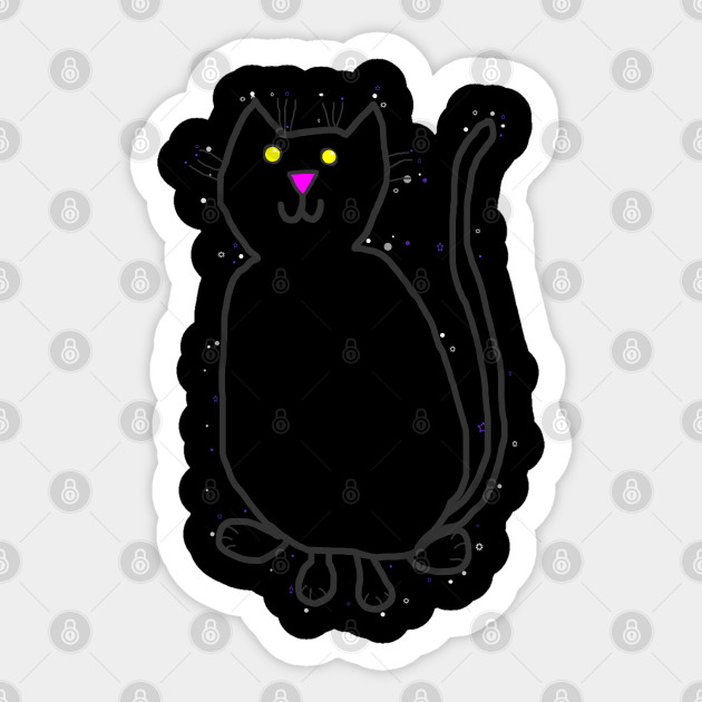 Black Cat With A Halo Of Stars Cat Sticker Teepublic Au