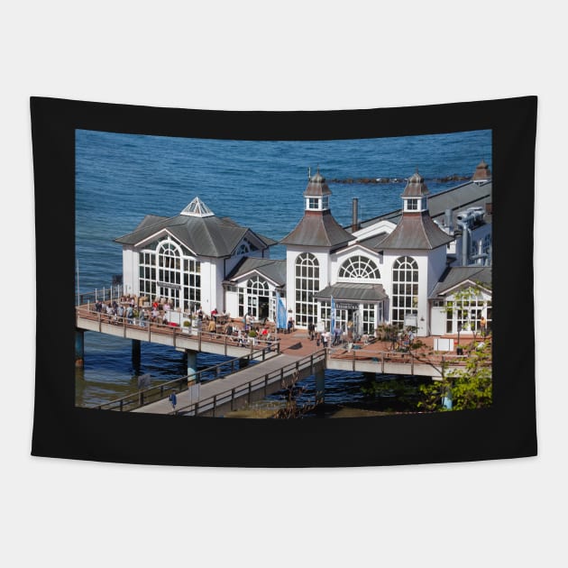 Pier, Sellin, Ruegen, Ruegen Island, Mecklenburg-Western Pomerania, Germany Tapestry by Kruegerfoto