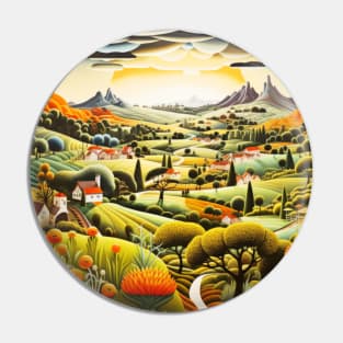 Countryside Concept Abstract Colorful Scenery Painting Pin