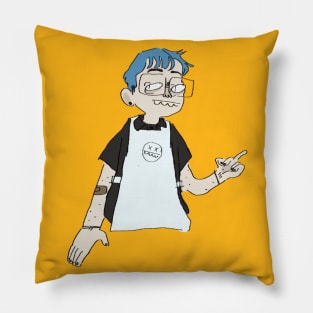 blue hair with an apron Pillow