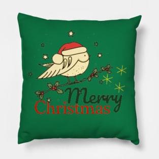 VINTAGE STYLE CHRISTMAS BIRD MERRY CHRISTMAS Pillow