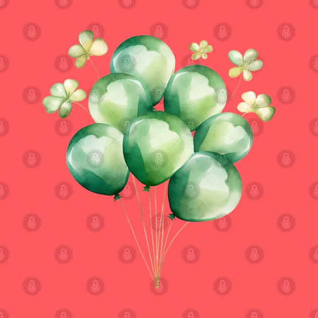 St Patrick's Day Party Balloons and Clover by mw1designsart