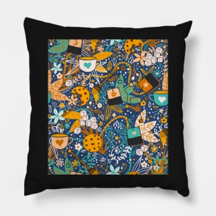 Ditsy Tea Time Spring Garden Party Pattern Pillow