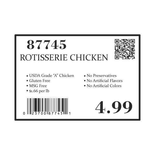 Label with barcode Costco rotisserie chicken label 87745 by Slion