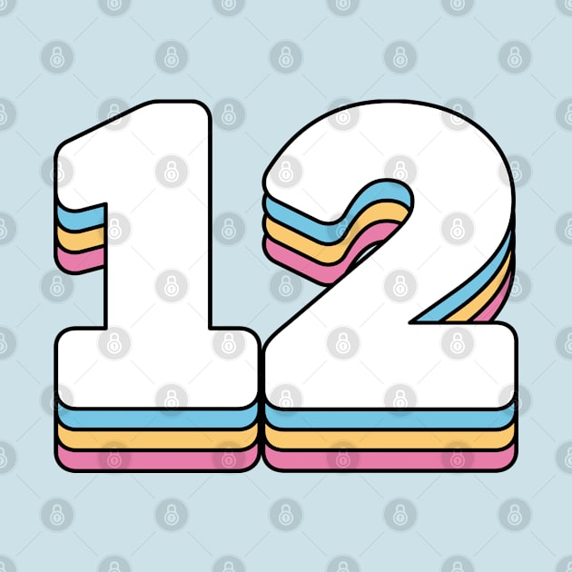 12 Number Twelve Rainbow Birthday Anniversary Year by RetroDesign