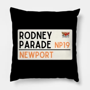 Newport, Rodney Parade road sign Pillow