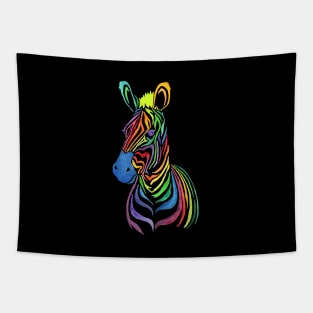 Rainbow Zebra in Bold Watercolors Tapestry