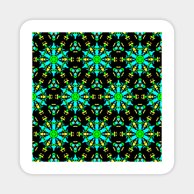 Aqua Lime and Yellow Pattern Magnet by DANAROPER