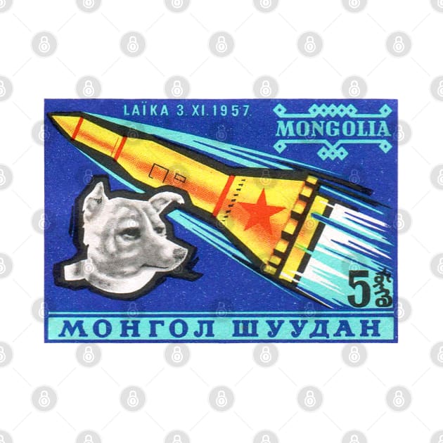 Vintage 1963 Mongolia Laika postage stamp by NVDesigns