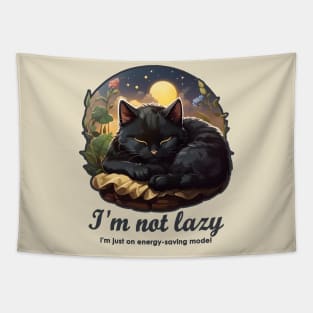 I'm not lazy I'm just on energy-saving mode! - Cute Cat Tapestry