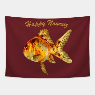 Elegant Happy Nowruz Goldfish Cat New Year Tapestry