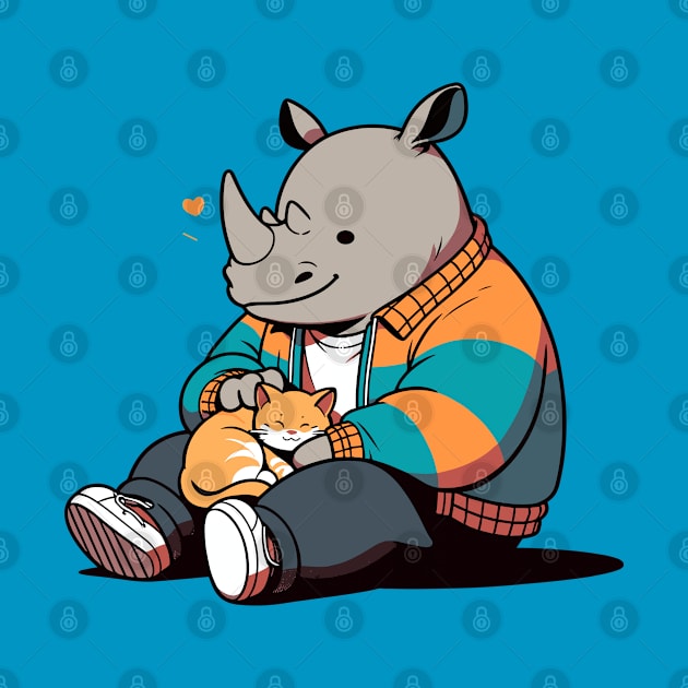 Rhino petting cat by TimeWarpWildlife