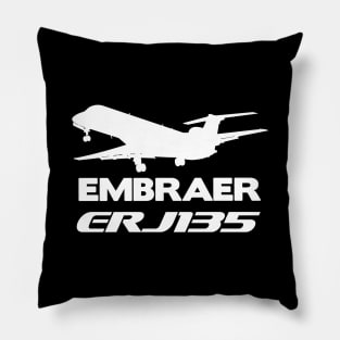 Embraer ERJ135 Silhouette Print (White) Pillow
