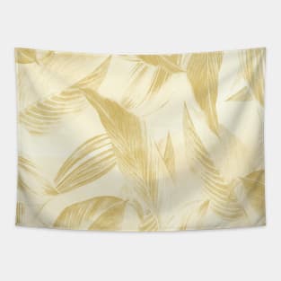 Metallic Gold Leaves Pattern Tapestry