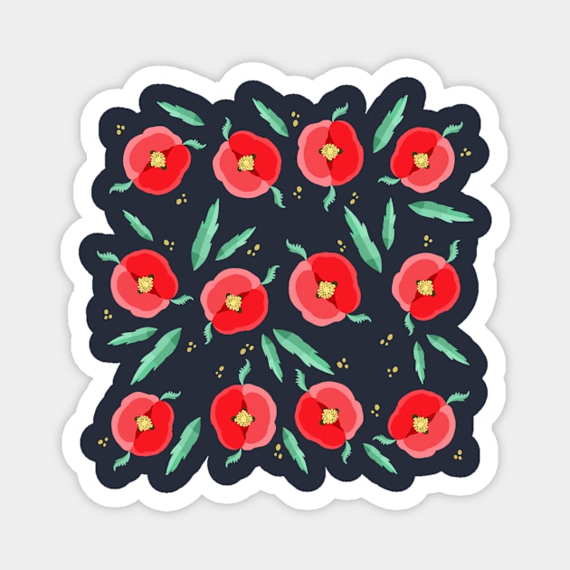 Poppy-flowers Magnet by Valeria Frustaci 