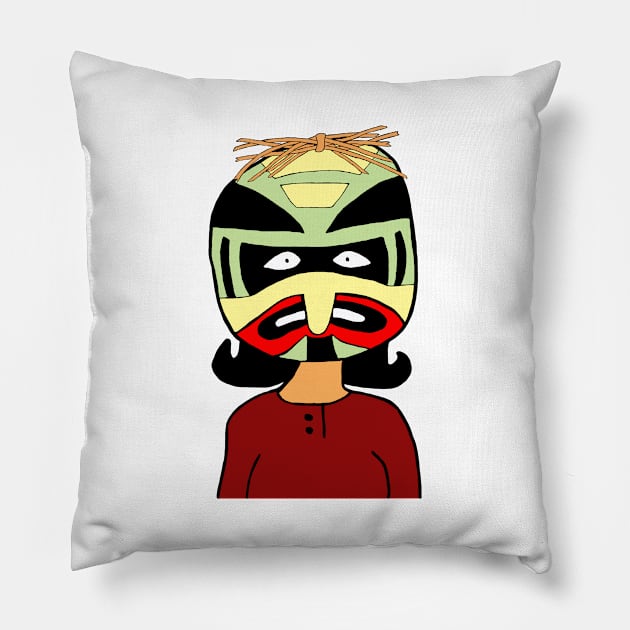 Linda wearing mask Pillow by shellTs