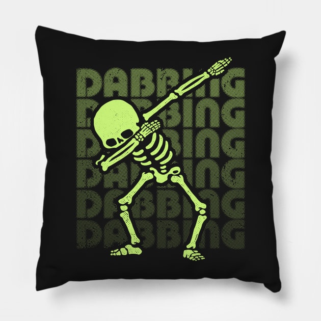 Dabbing Skeleton Type Glow Effect Pillow by vo_maria