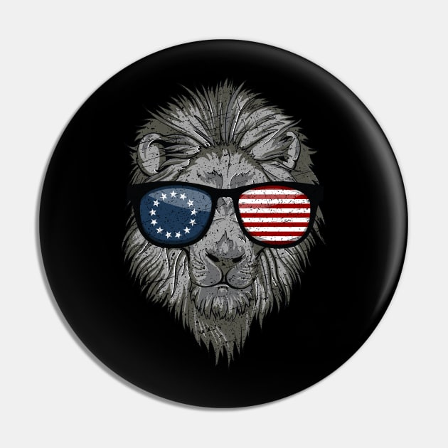 1776 Flag Lion Pride Pin by RadStar