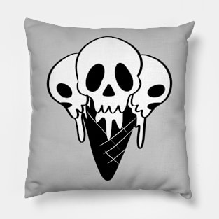 Scary sad melting ice cream skulls in the waffle Pillow