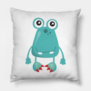 Cute Monster, Blue Monster, Funny Monster, Silly Pillow