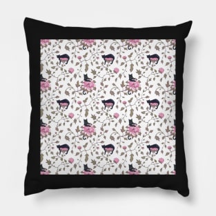 Peony flowers and cats Pillow