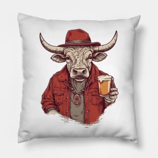 Bull and beer Pillow