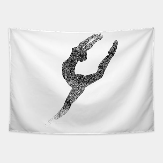 Black Ballerina SilhouetteTap Dancer Pose Tapestry by joyjeff