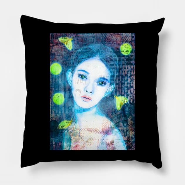 Moth Girl Pillow by teenamarie23art