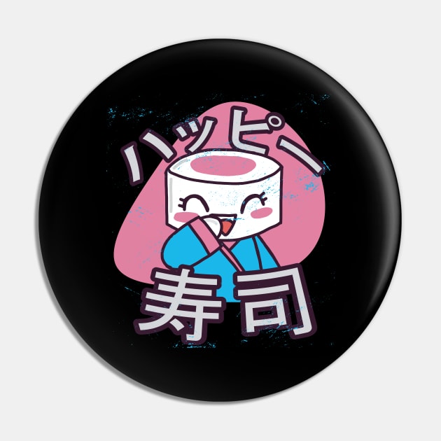 Happy Sushi Character Pin by HiFi Tees