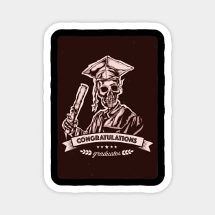 illustration graduation skeleton with ribbon lettering Magnet