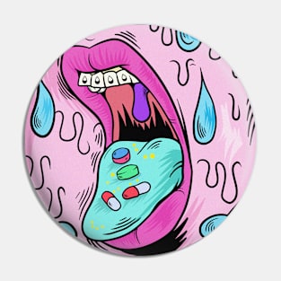 dripping mouth blue pink illustration Pin