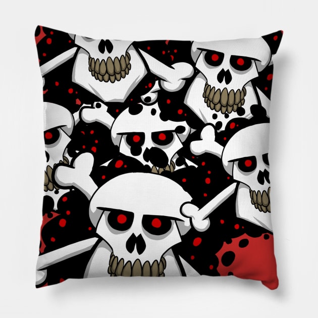 Skulls and Bones Pillow by ChurchOfRobot