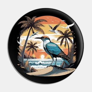 Birds Lover Beach and Birds Birdwatching Tropical Coastal Pin