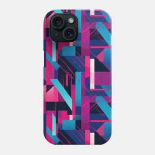 Cubist Harmony: Modern Geometric Dance in Pink, Blue, and Violet Phone Case