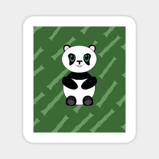 Cute kawaii panda on bamboo background street wear block style Magnet