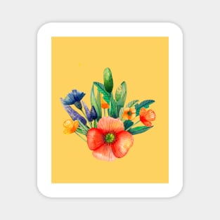 Fun cute watercolor flower bouquet Magnet