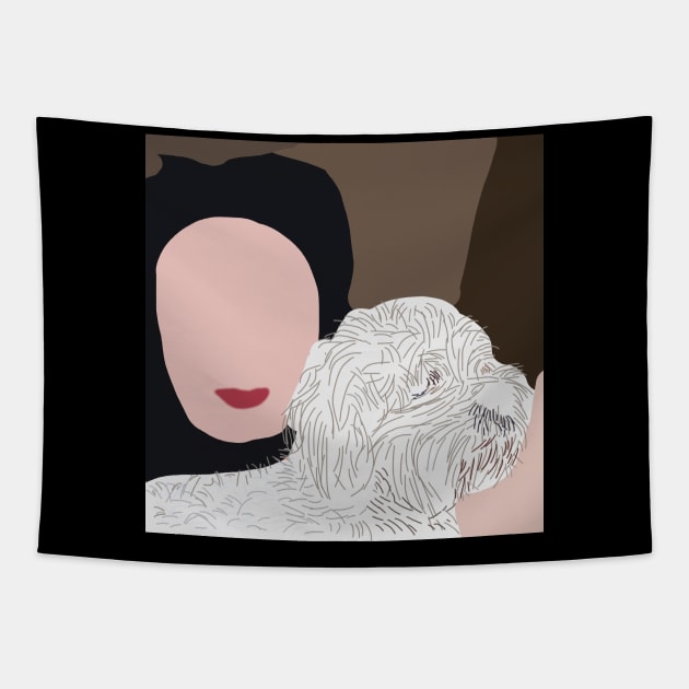 Dog and Human Pets Abstract Tapestry by ellenhenryart