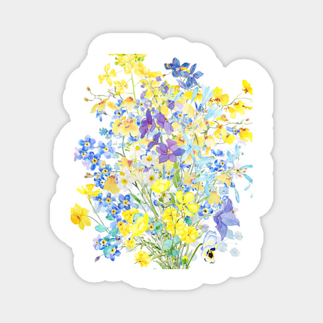 Yellow Blue Purple Flowers Watercolor Pattern Colorful Flowers Pattern Magnet Teepublic Yellow Blue Purple Flowers Watercolor Pattern Colorful Flowers Pattern Magnet Teepublic